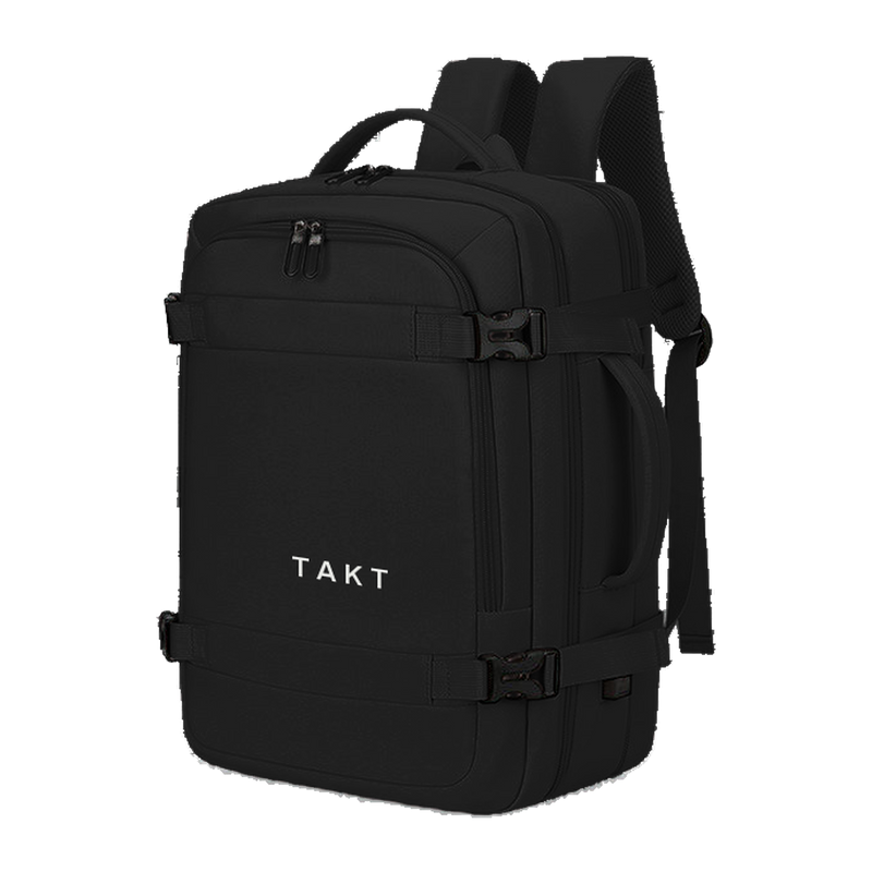 TAKT 20 under-seat cabin backpack in Black, three-quarter front view