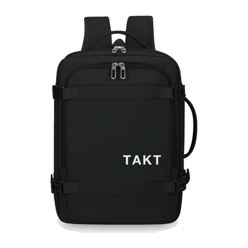 TAKT 20 under-seat cabin backpack in black, front view