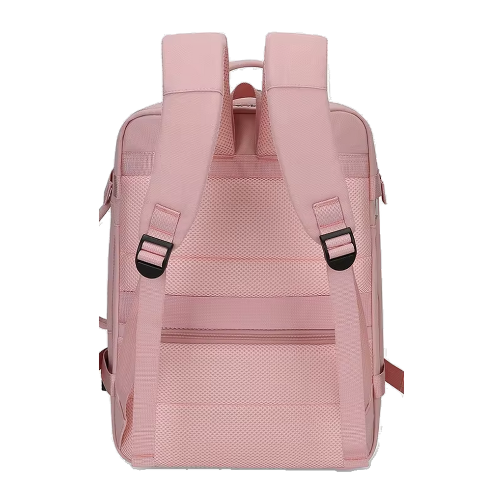 TAKT 20 under-seat cabin backpack in Rose, from behind, padded back panel and shoulder straps