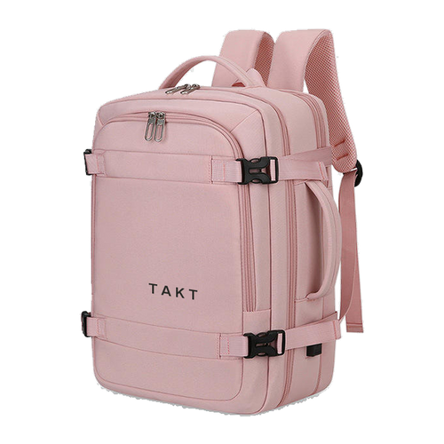 TAKT 20 under-seat cabin backpack in Rose, three-quarter front view